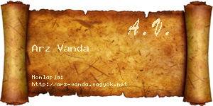 Arz Vanda névjegykártya